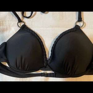COPY - Xhilaration black braided trim bikini top.…